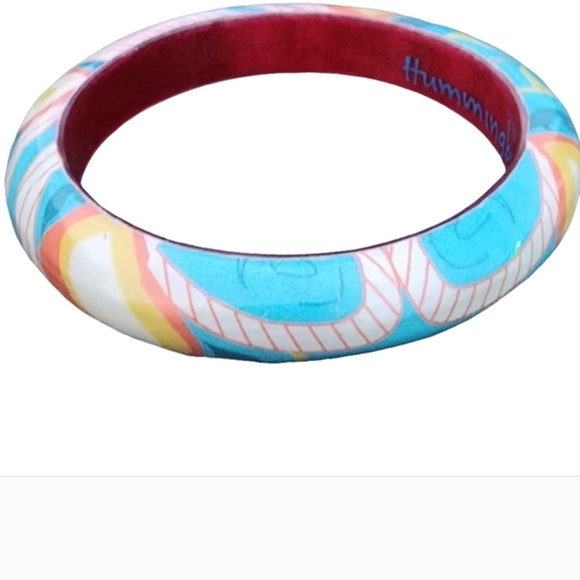 Wooden Hand Painted Turquoise Color Hummingbird Bracelet Gordon White Reto - Picture 7 of 8